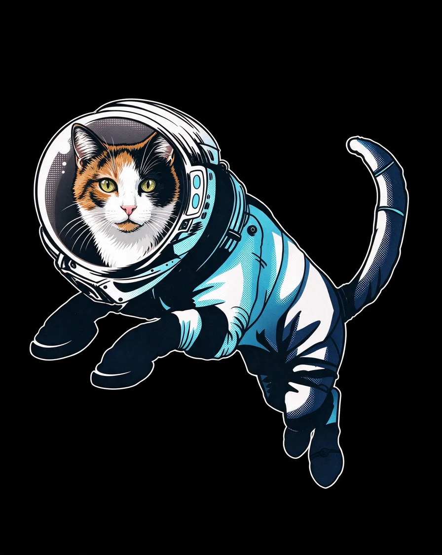 Custom Space Pet bootleg tee featuring a cat named Pepper