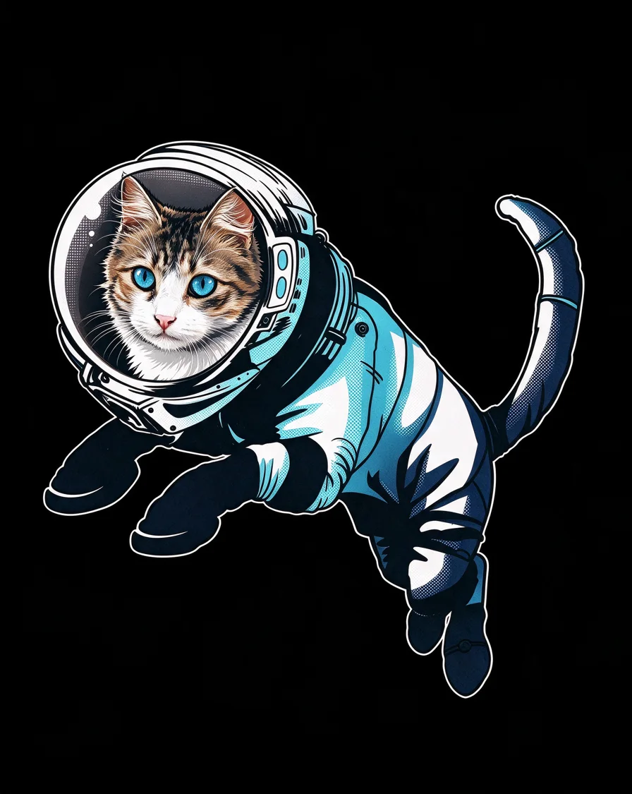 Bootleg tee example featuring a cat named Luna