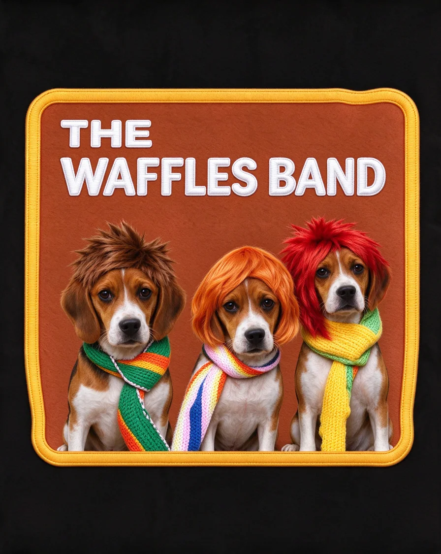 Custom The Band bootleg tee featuring a dog named Waffles