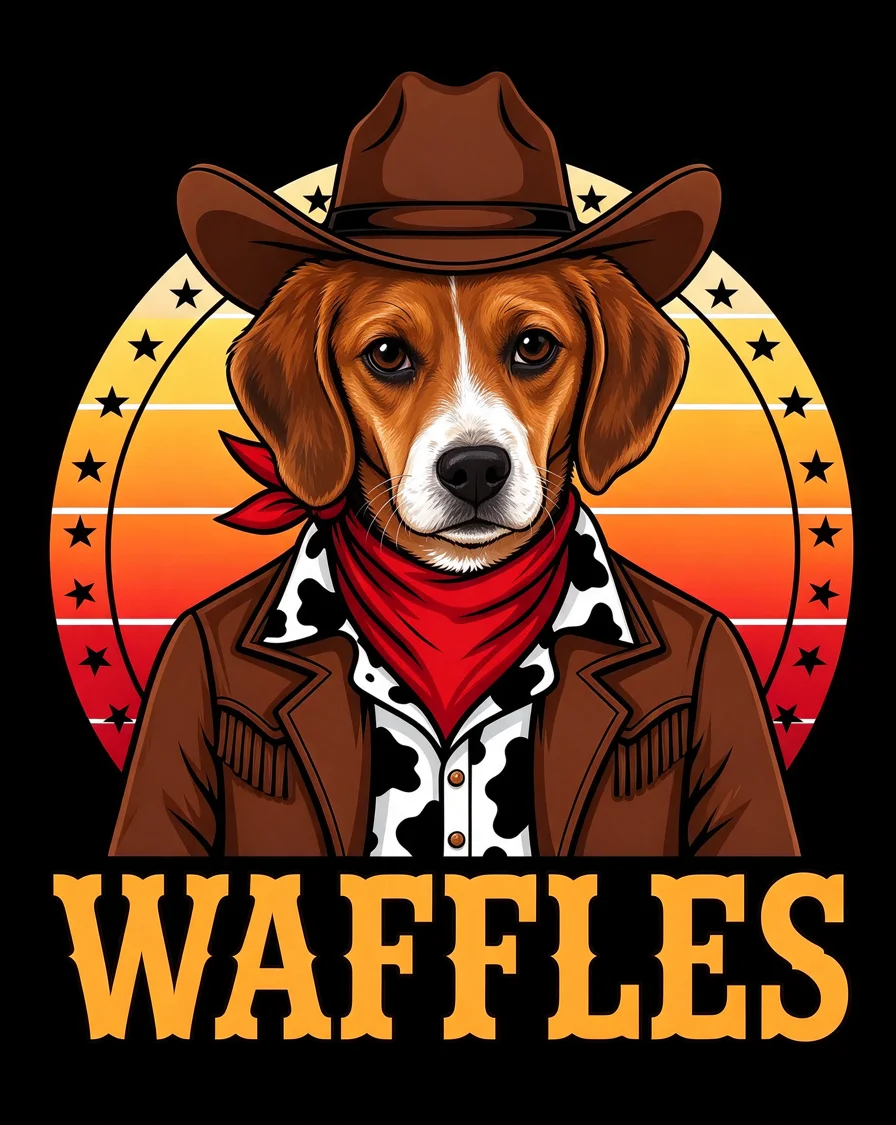 Custom Sheriff bootleg tee featuring a dog named Waffles