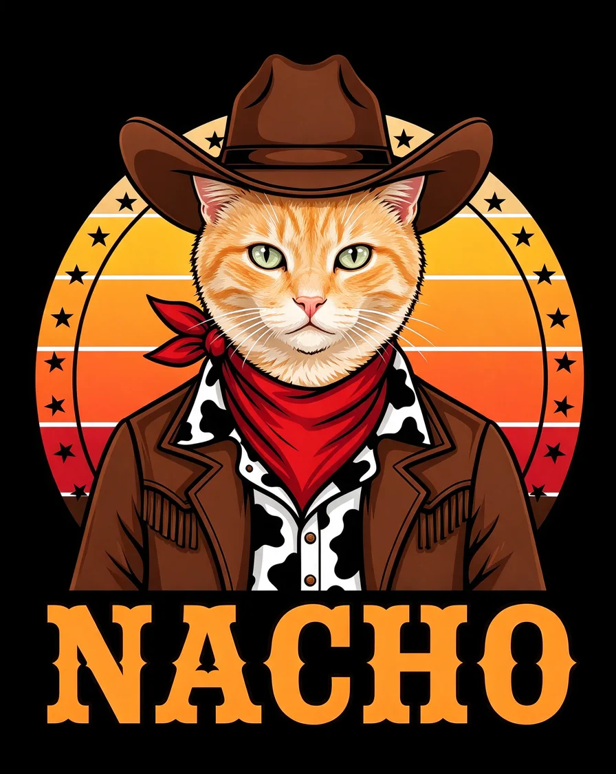 Custom Sheriff bootleg tee featuring a cat named Nacho