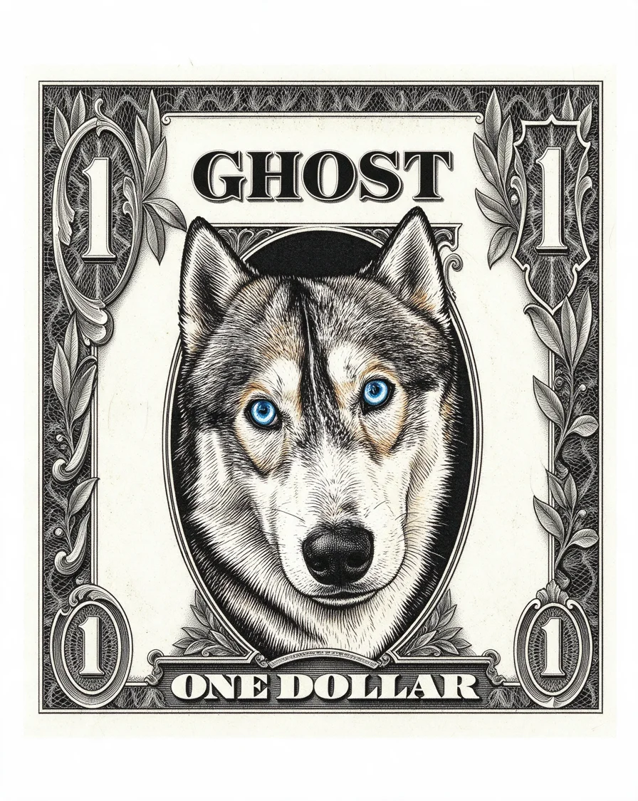 Custom Top Dollar bootleg tee featuring a dog named Ghost
