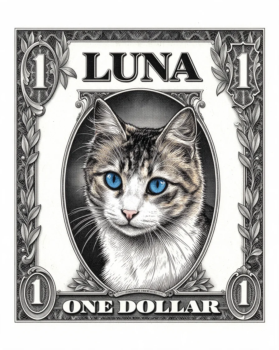 Bootleg tee example featuring a cat named Luna