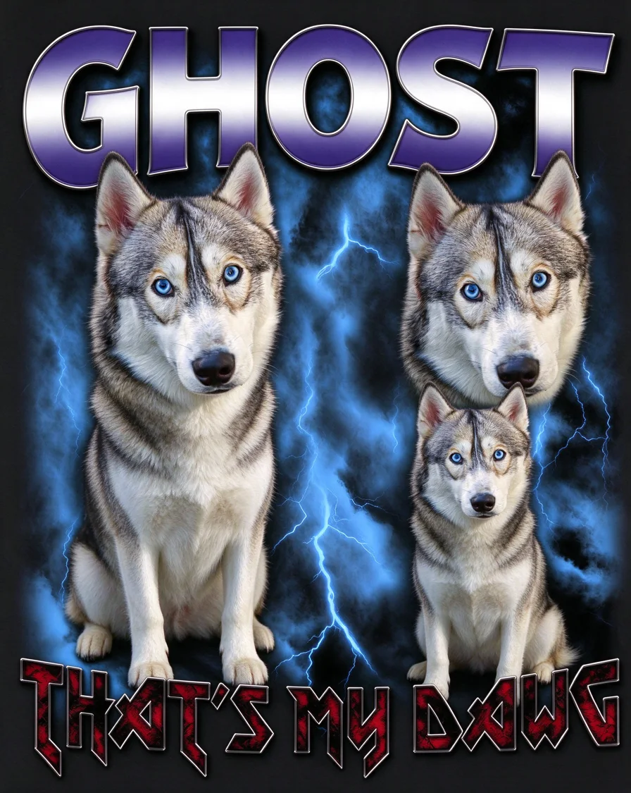Custom Metal Tour bootleg tee featuring a dog named Ghost