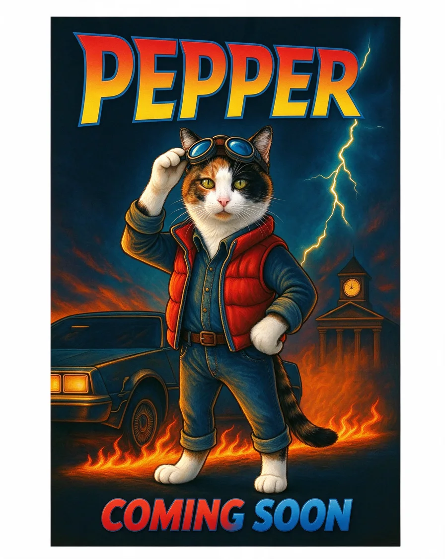 Custom Movie Poster bootleg tee featuring a cat named Pepper