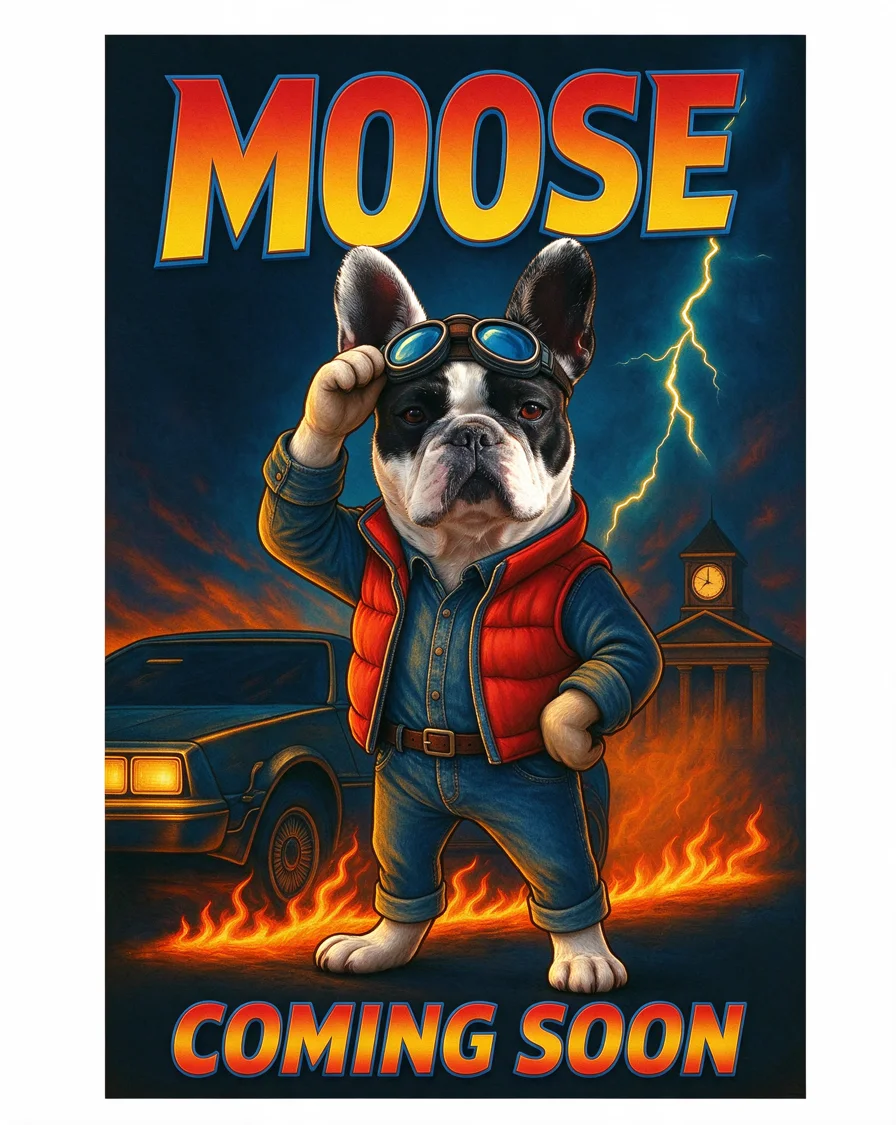 Bootleg tee example featuring a dog named Moose