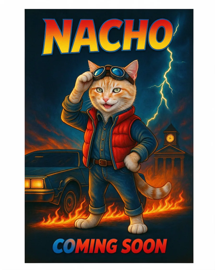 Custom Movie Poster bootleg tee featuring a cat named Nacho