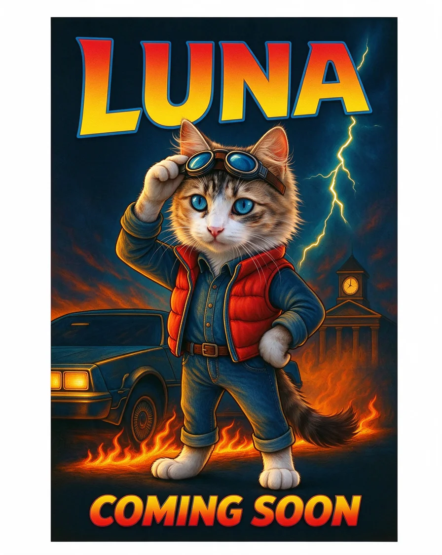 Bootleg tee example featuring a cat named Luna