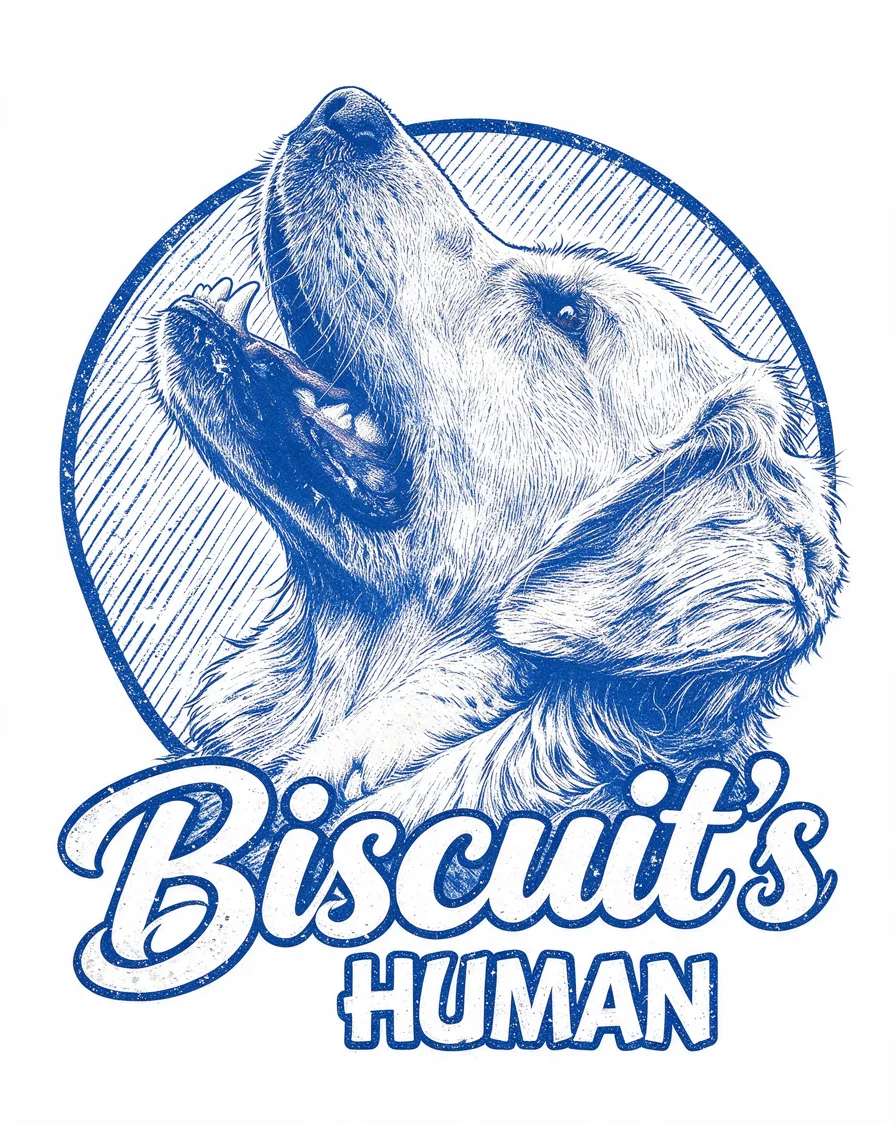 Custom Their Human bootleg tee featuring a dog named Biscuit