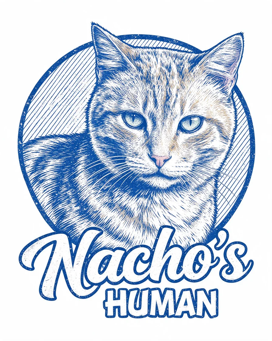 Bootleg tee example featuring a cat named Nacho