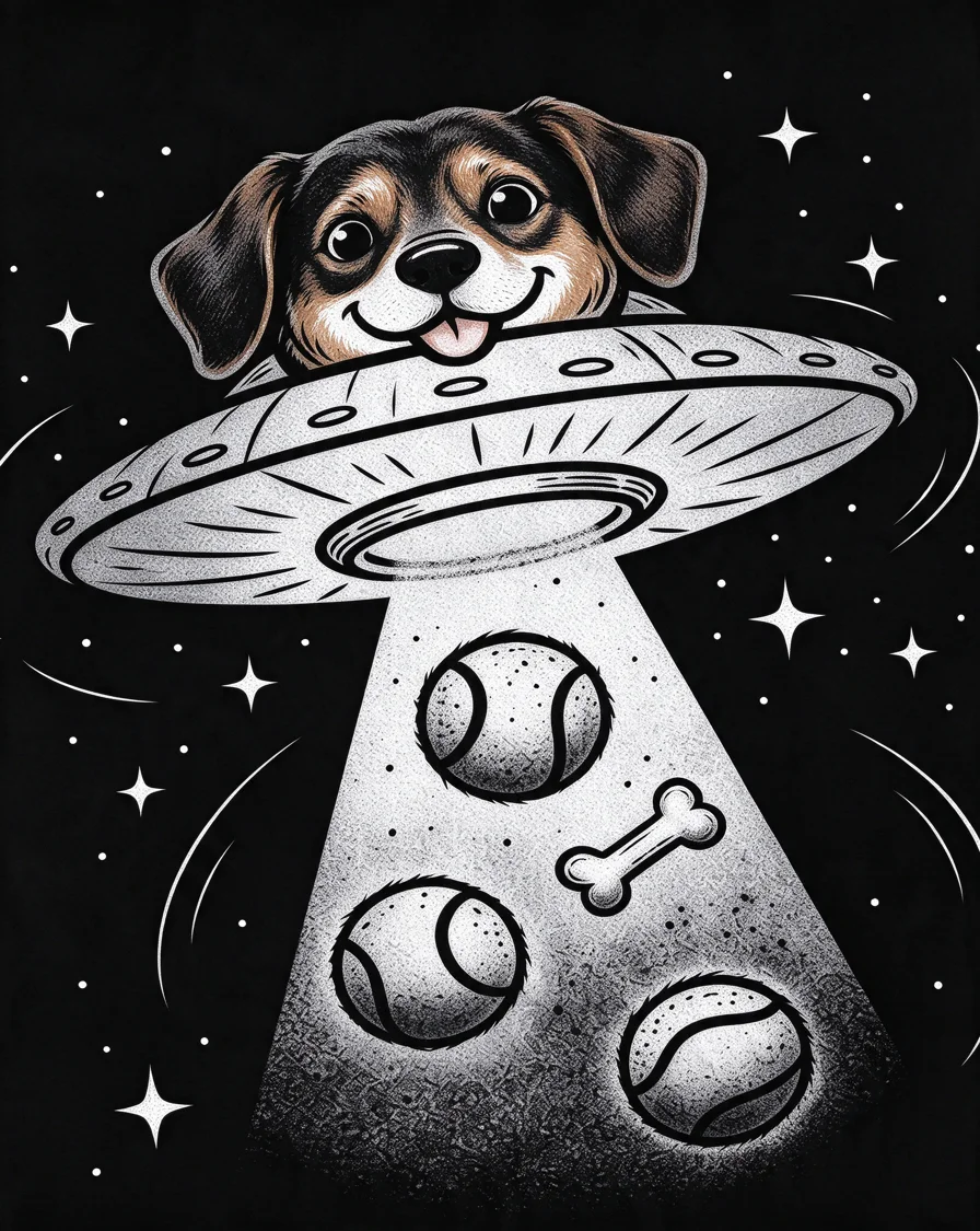 Custom Abducted bootleg tee featuring a dog named Pickle