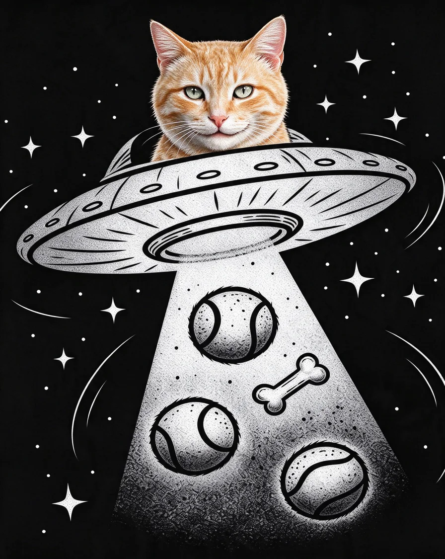 Custom Abducted bootleg tee featuring a cat named Nacho