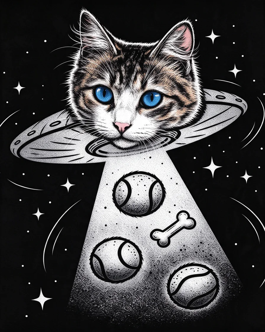 Bootleg tee example featuring a cat named Luna